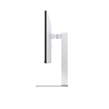 Front view of a monitor displaying a colorful abstract image on a sleek black stand.