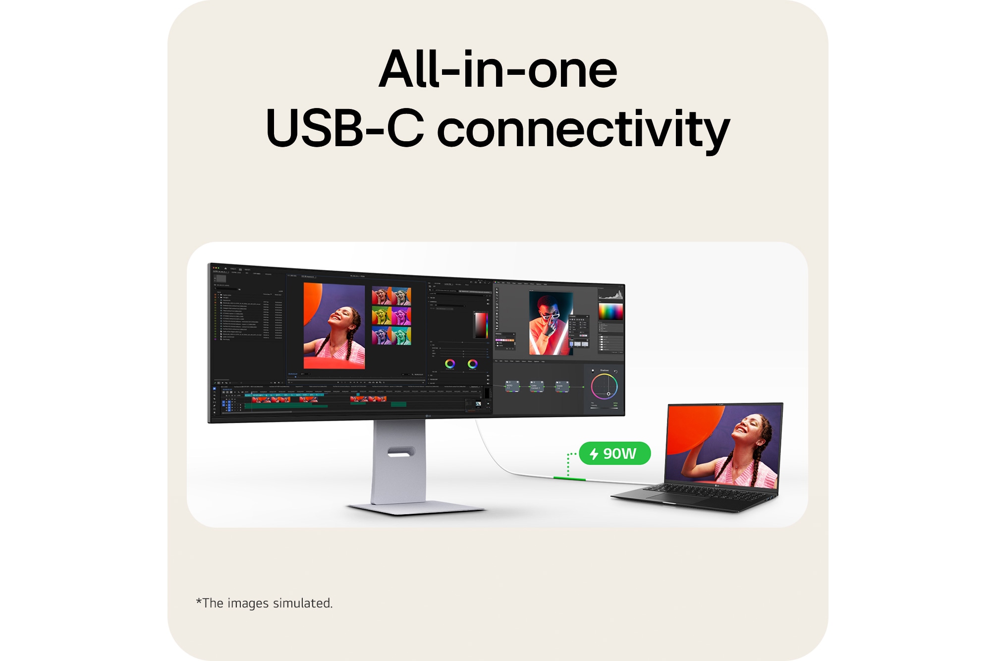 Side profile showing adjustable ergonomic stand for comfortable setup