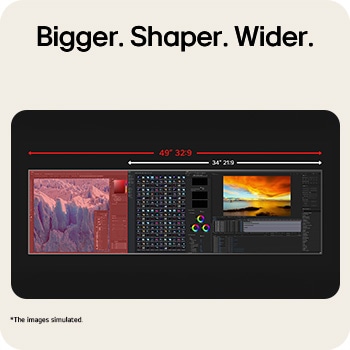 Wide horizontal monitor setup ideal for multitasking workspace