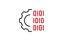 DX icon symbolizing digitalization with binary code graphics for advanced digital transformation.