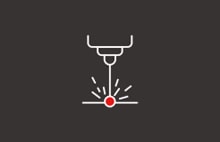 Bonding process icon with liquid drop symbol for adhesion and material joining.