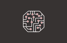 Inkjet technology icon with circuit-like graphic symbolizing digital printing.