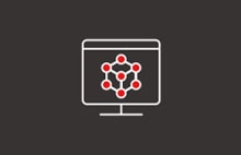 Environment technology icon with atom-like design symbolizing eco-friendly innovation