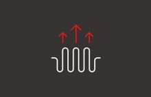 Electronic circuit icon with upward flow graphic symbolizing circuit and semiconductor technology.