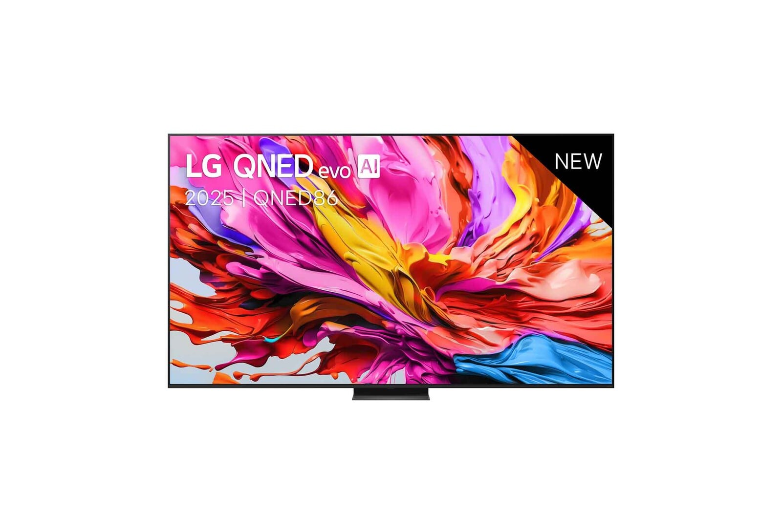 Front view of Smart TV 4K MiniLED 2025 100 inci LG QNED evo AI QNED86 100QN1C86AS