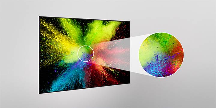 Warna-warna cerah dan detail yang tajam saat memperbesar konten di layar.