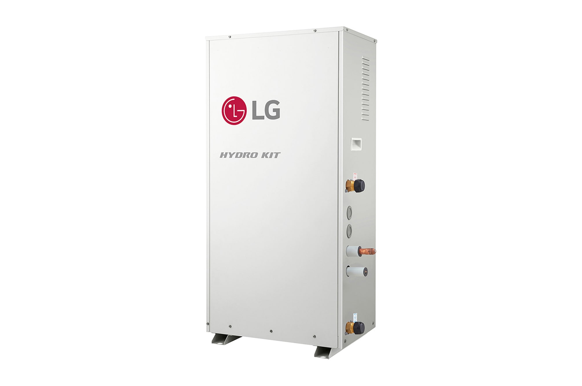 LG Hydro Kit ARNH08GK3A4 memiliki bentuk parallelepiped persegi panjang yang panjang dan memiliki beberapa saluran masuk di sisinya.