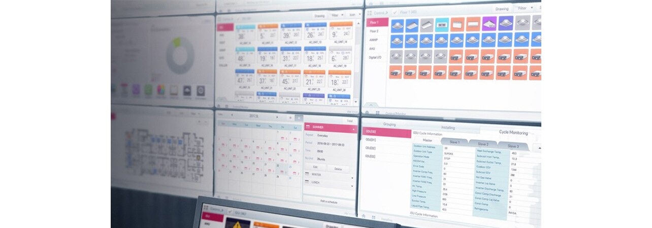 Many screens together with information turned on.