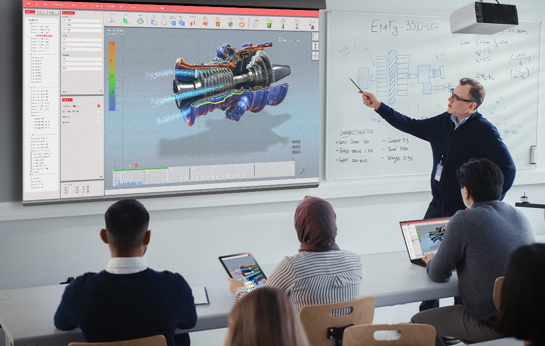 Scenes of LG ProBeam usage in school.	
