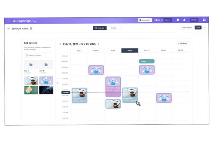 This image highlights that schedules can be easily managed on the solution page using a drag-and-drop interface.
