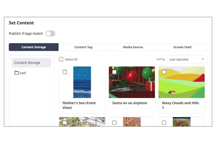 This image illustrates an actual solution page where users can select devices and apply available content directly.