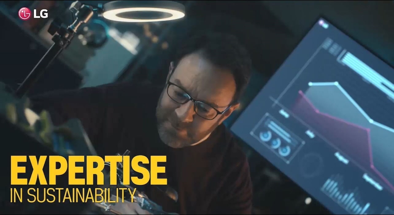 Man working with a laptop.