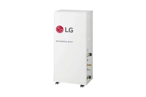 Tall white rectangular unit with a plain front panel and multiple connection ports on the side, positioned against a light background.