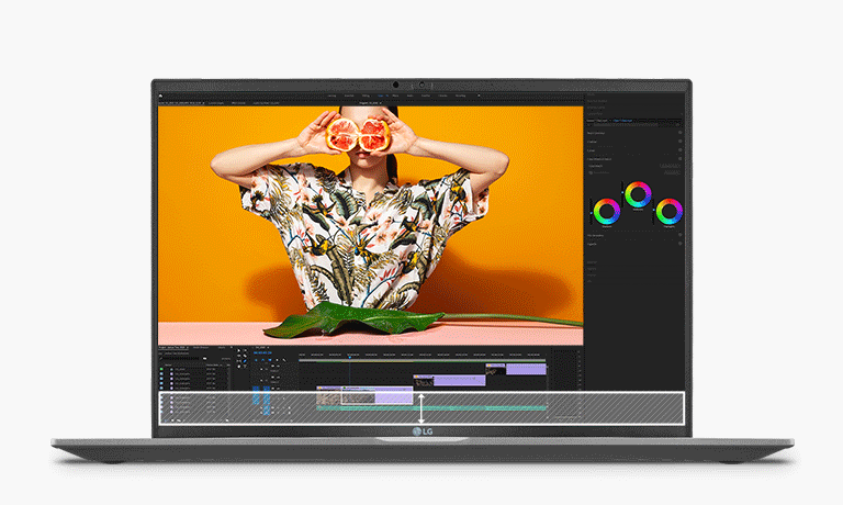 The animation show that the bottom of the 16:9 laptop display gets larger to be 16:10 aspect ratio so that users can see more contents.