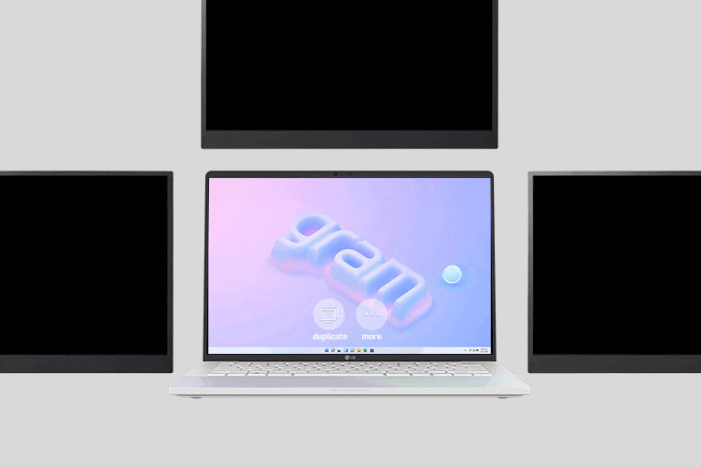 LG 14Z90RS-G.CH74A2 The animation shows the monitor is easily expanded with a single click.