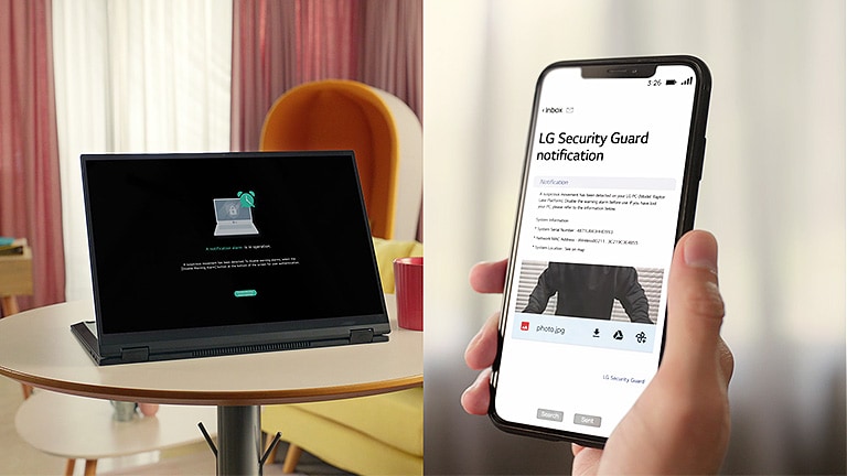 LG 16T90R-G It show that the security guard works when user leaves the gram and it sends an alert to its user.