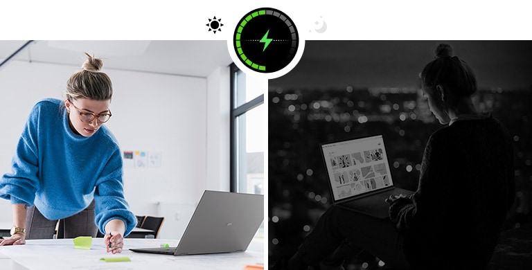 LG 16T90R-G The animation shows that the user use gram all day without charging.