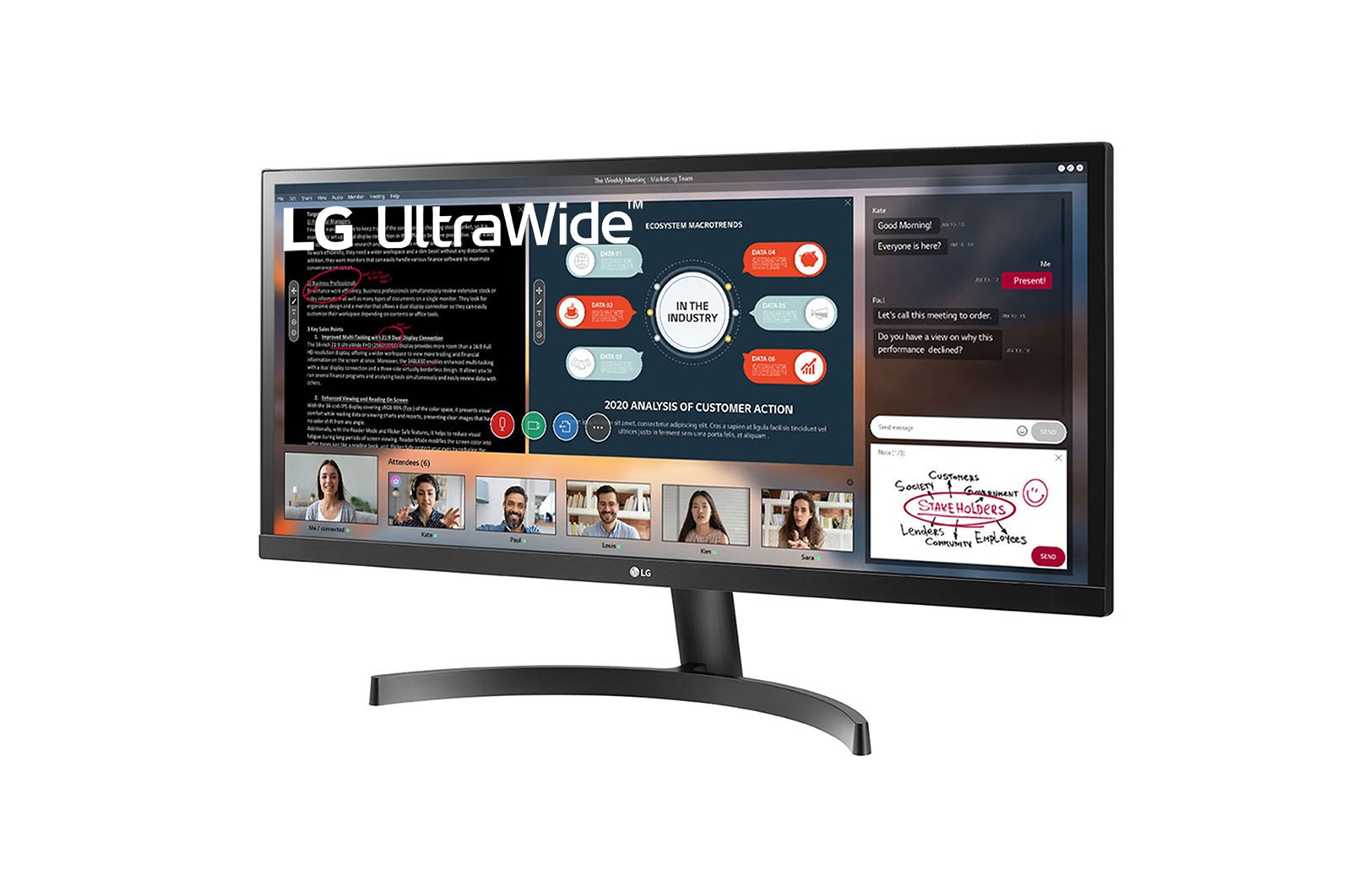 LG  73.66cm (29) 21:9 UltraWide™ Full HD IPS LED Monitor. Now see wider and do more, seamlessly while you work from home. Expand the way you work with the LG UltraWide Monitor., 29WL50S-B