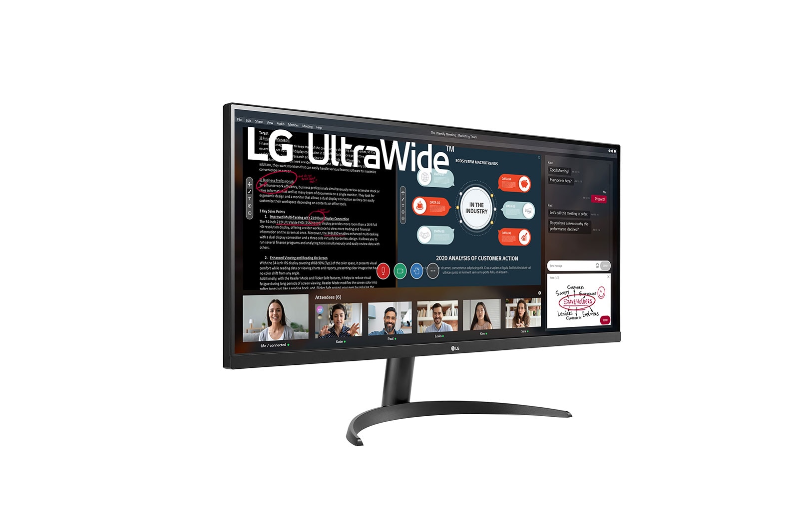 LG  86.36cm (34) 21:9 UltraWide™ Full HD IPS Monitor with AMD FreeSync™, 34WP500-B