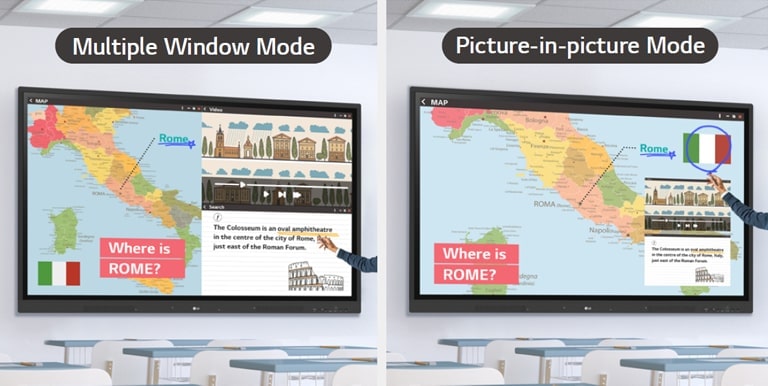 The Smart Viewing function includes a multi-window mode that displays data side by side as well as a picture-in-picture mode that can override other data on top of the displayed data.