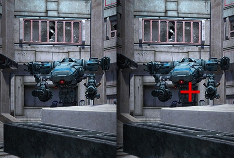 The image shows that the target point is fixed in the center to enhance shooting accuracy.	