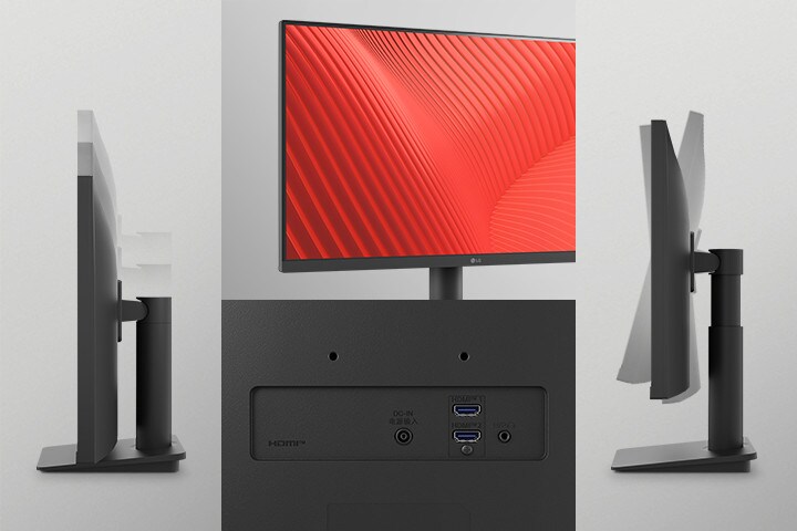 This display has a slim bezel on three sides, allowing you to create a suitable work environment through convenient height and tilt adjustment.	