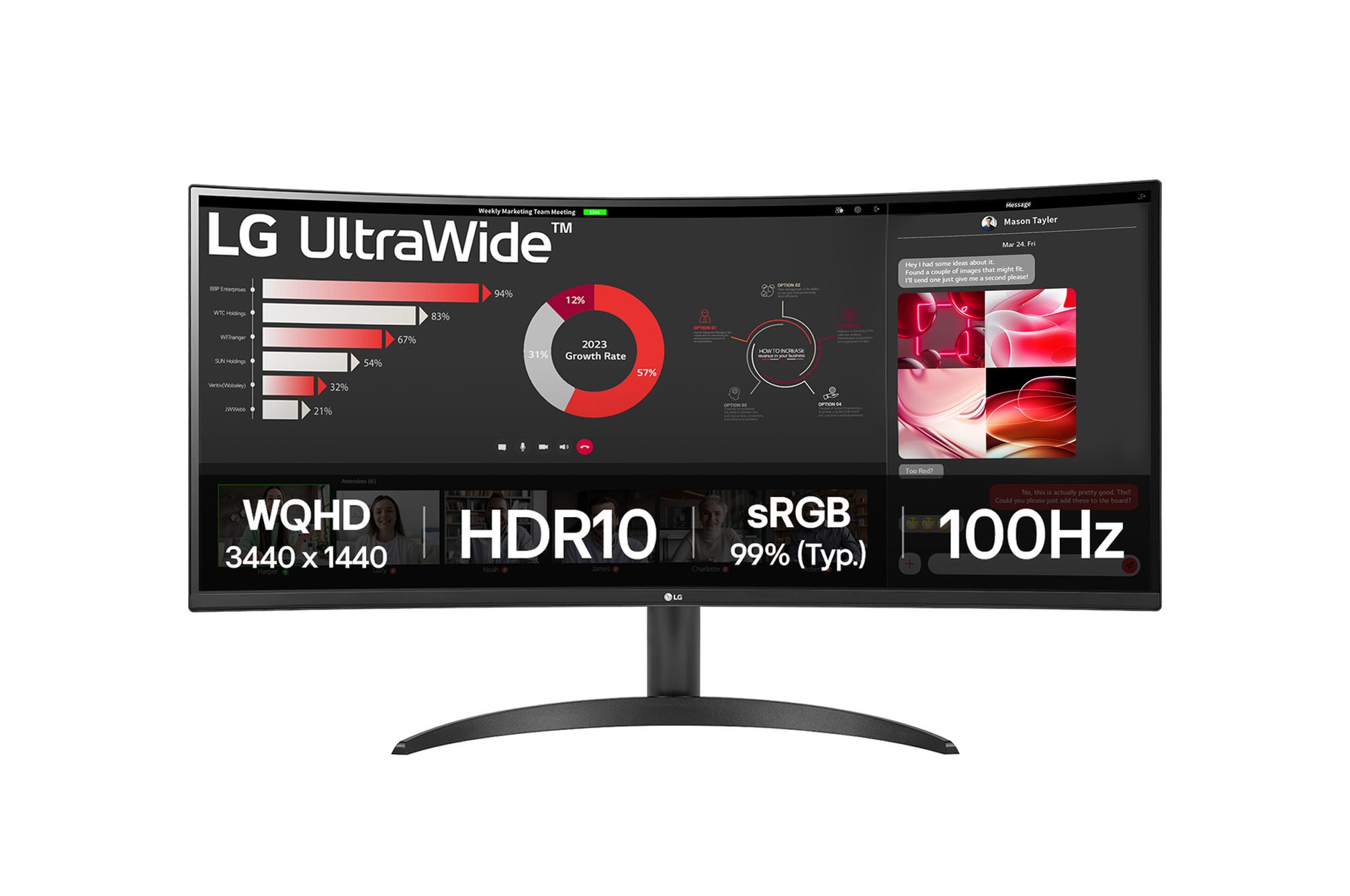 LG 34WR50QK-B ultrawide-monitors front view