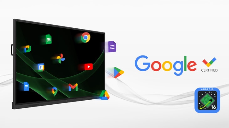 LG's interactive digital board is a Google Certified display, so users have the convenience of accessing a variety of Google services on it.