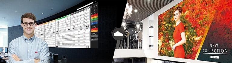 L’employé de LG surveille à distance le VL5PJ installé ailleurs en utilisant la solution de surveillance LG basée sur le cloud.