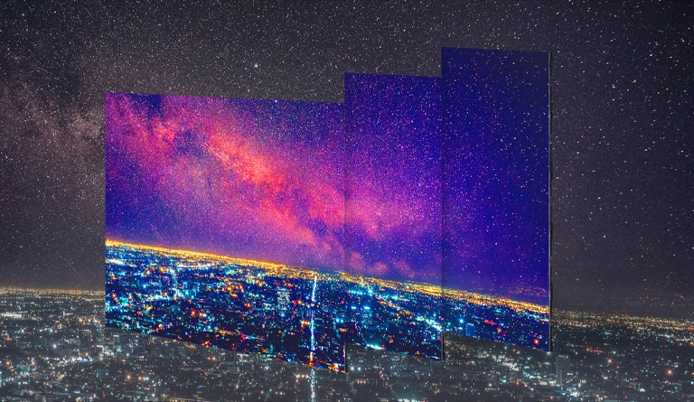 Los módulos de la serie LAAA de LG MAGNIT All-in-One se unen para formar una gran pantalla que muestra colores precisos y vistas nocturnas nítidas.