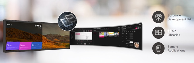 Varias tareas que se pueden realizar a través de la plataforma inteligente LG webOS aparecen organizadas en la pantalla de la BH7N.