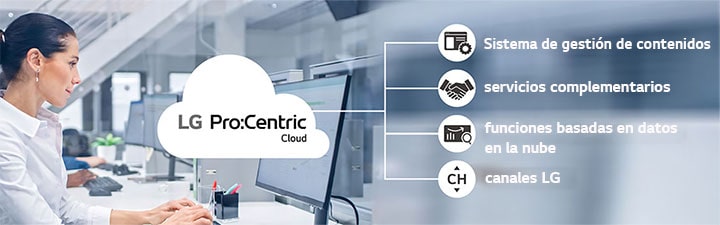 La mujer está trabajando a través de Pro:Centric Cloud.
