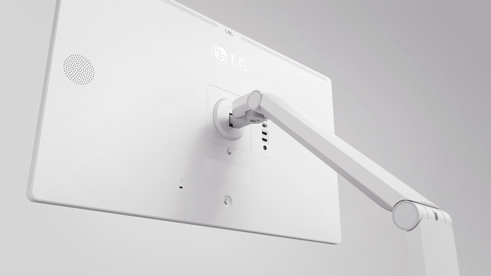 Esta imagen muestra la parte trasera de un LG Smart Monitor Swing.