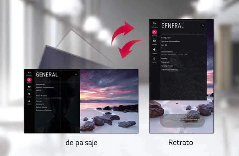 La pantalla del menú consta de opciones tanto horizontales como verticales.