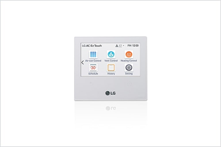 LG AC Ez Touch, a compact HVAC control device, offers a 5-inch touchscreen managing 64 units like yearly scheduling, energy management etc.
