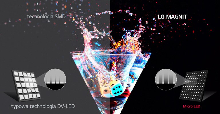 Tradycyjne diody LED typu SMD wykorzystują większe chipy, a kolor obudowy chipów LED nadaje ekranowi ogólny, szarawy wygląd. Natomiast w technologii Micro LED mikroskopijne chipy są bezpośrednio osadzane na podłożu, a obszary pomiędzy chipami pozostają czarne, co pozwala uzyskać głębokie odwzorowanie czerni. 