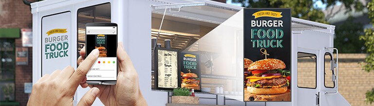 Właściciel lokalu może tworzyć treść menu na tablicy menu za pomocą aplikacji mobilnej.