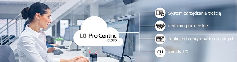 Kobieta pracująca przez Pro:Centric Cloud.