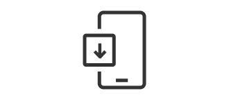 An icon of a smartphone with the download mark on the left side
