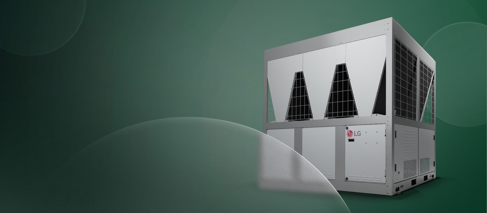 LG Inverter Scroll Chiller na zielonym tle 