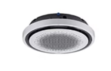 Unidade interior tipo cassete redonda do sistema Monosplit da LG. Design de teto elegante com distribuição de fluxo de ar a 360 graus.