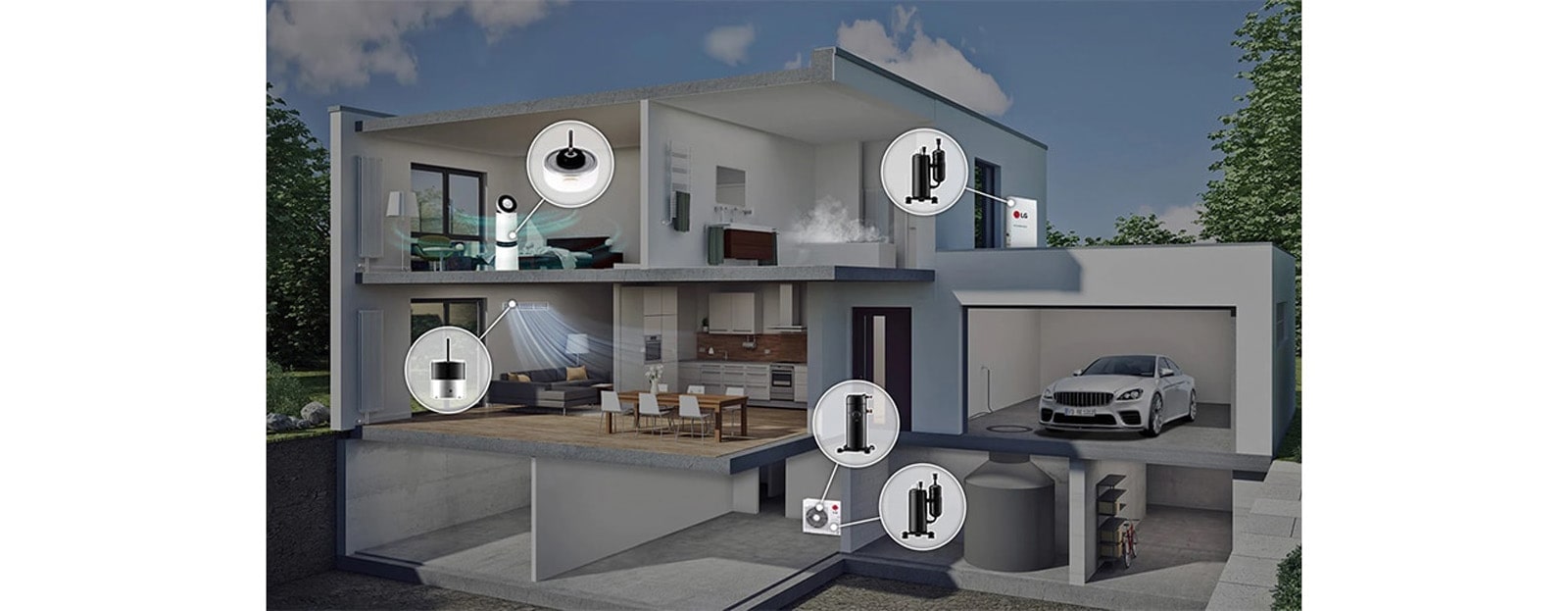 مكونات مكيف الهواء في المباني.