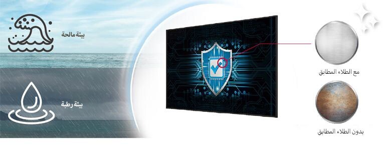 تتميز UH5N-E بطلاء مطابق على لوحة الطاقة لحماية الشاشة حتى في البيئات المالحة أو الرطبة.