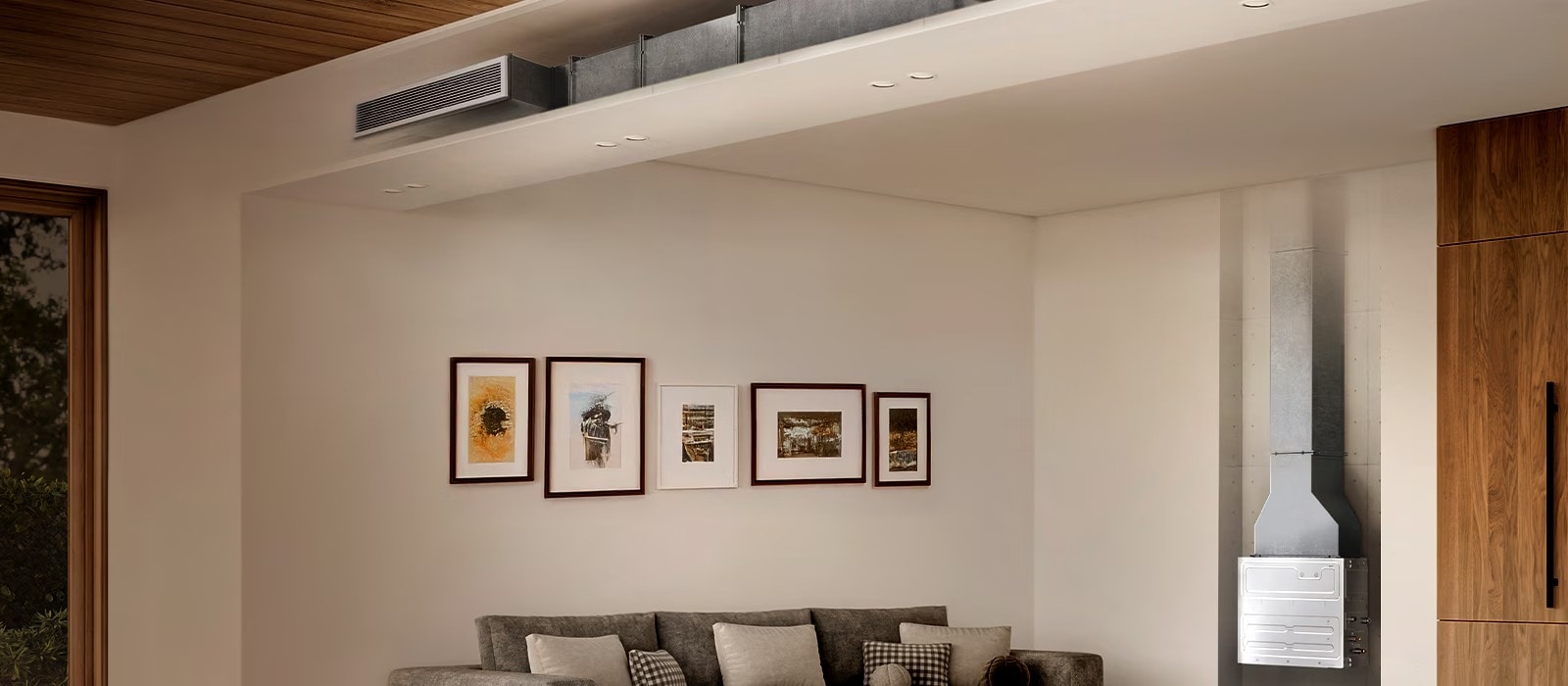 LG Ceiling Concealed Duct HVAC unit, installer choice with LG logo on gray background.	