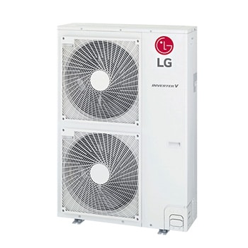 LG Single Split Outdoor Unit has a long rectangular shape and has the large fans built-in inside.