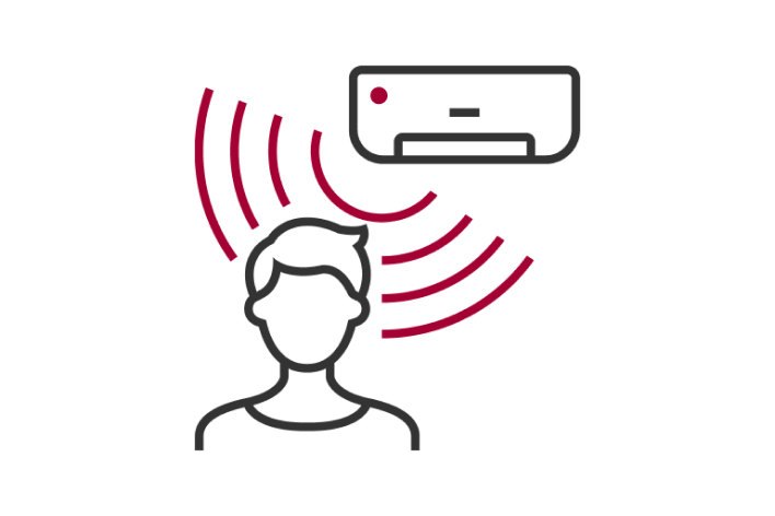 Integration of Smart Technology showing a person interacting with an air conditioning unit through signal waves.