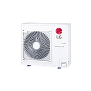 LG Single Split Outdoor Unit has a long rectangular shape and has a large fan built-in inside.