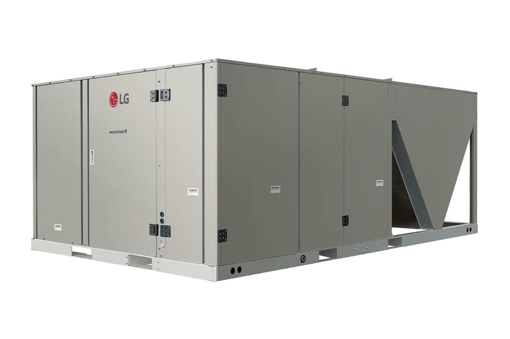 LG Single Package, square-shaped ducts on the right sides of the front.