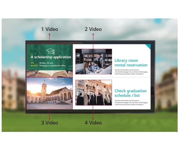 It plays 4 videos simultaneously and distribute content through multi video tags feature.
