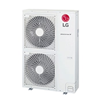 LG Single Split Outdoor Unit has a long rectangular shape and has the large fans built-in inside.